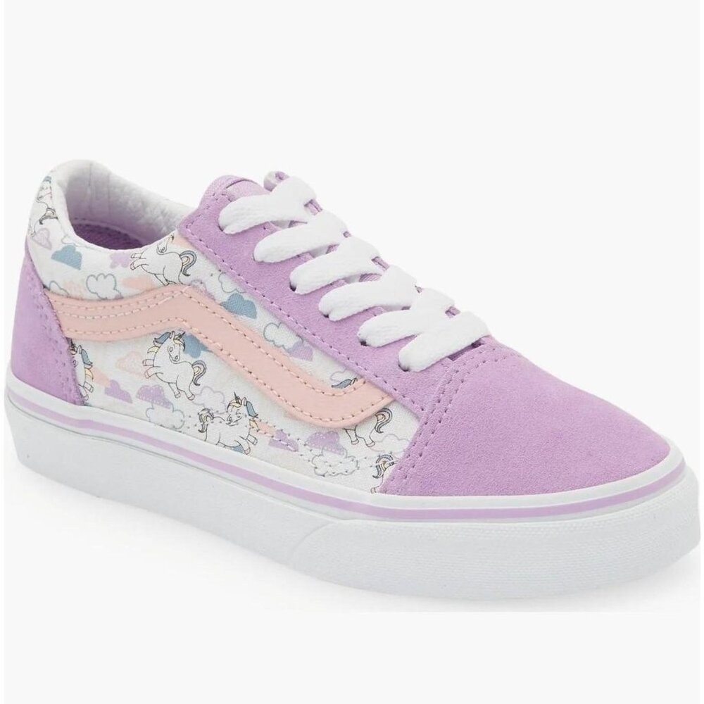 Vans size 2 Youth Old Skool Mythical Glow Skate Shoe Lilac Unicron